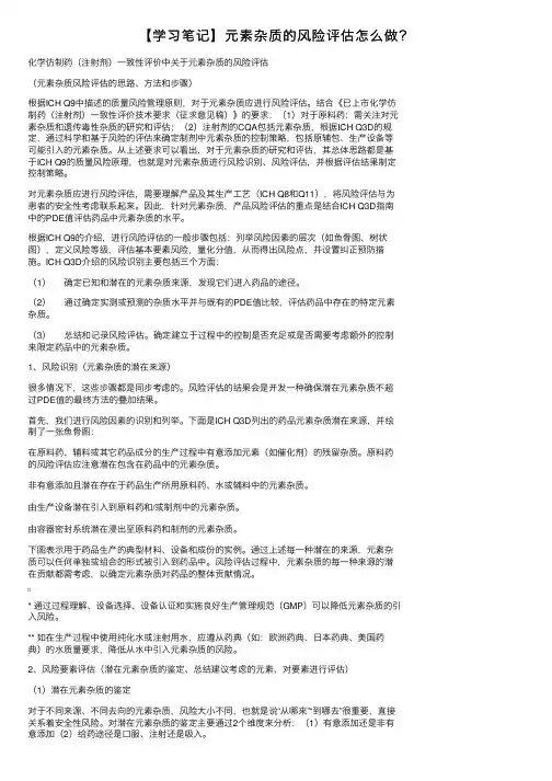 【学习笔记】元素杂质的风险评估怎么做？