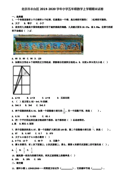 北京市丰台区2019-2020学年小学五年级数学上学期期末试卷
