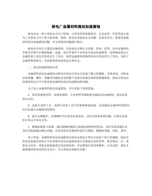 核电厂金属材料流动加速腐蚀