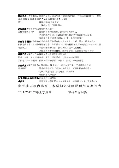 课程纲要基本信息