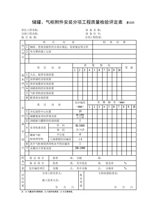 P1005储罐、气柜附件安装