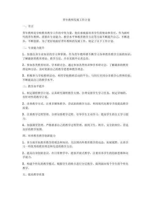 青年教师发展工作计划