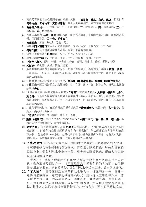中国美术史复习资料