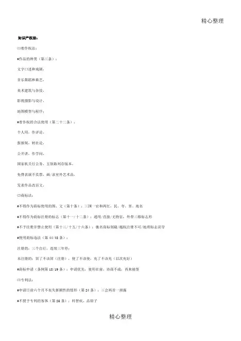 知识产权法记忆口诀