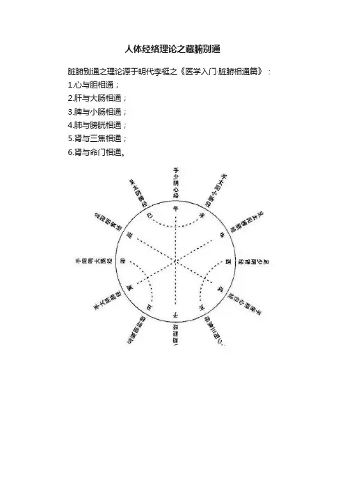 人体经络理论之藏腑别通