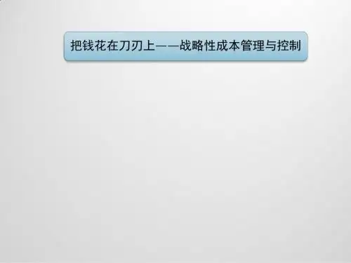 把钱花在刀刃上——战略性成本管理与控制