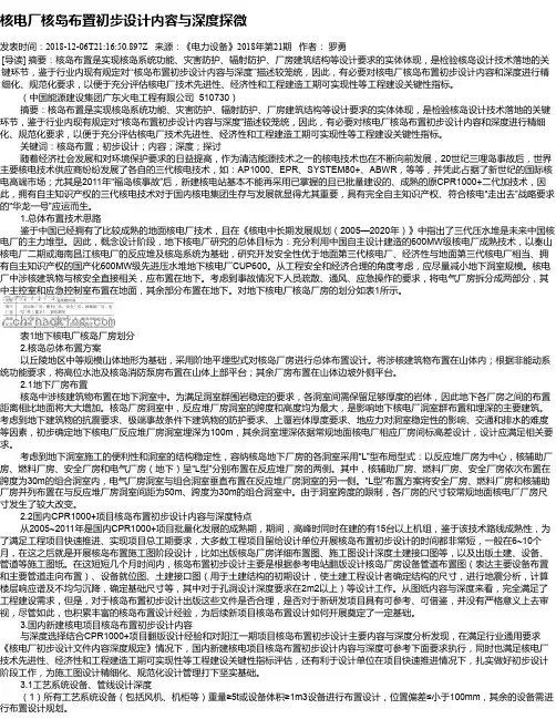核电厂核岛布置初步设计内容与深度探微