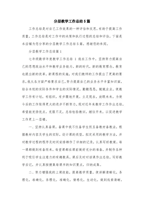 分层教学工作总结5篇