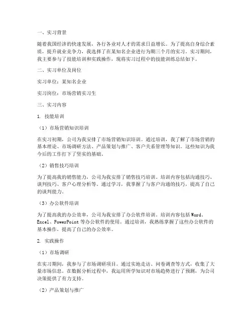 实习报告技能训练