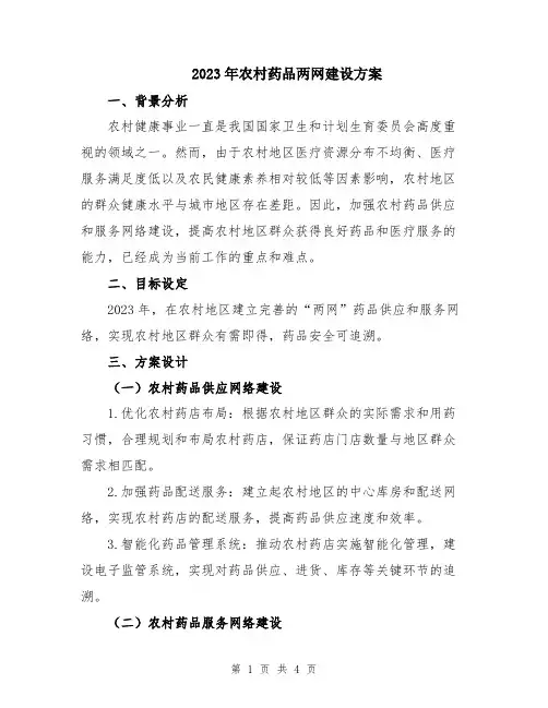 2023年农村药品两网建设方案