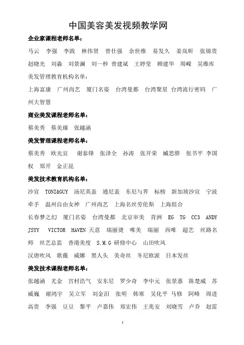 视频老师名录