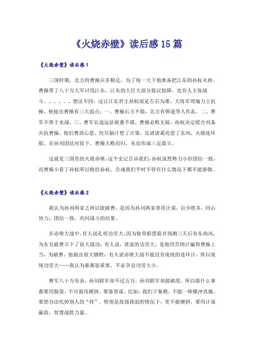 《火烧赤壁》读后感15篇