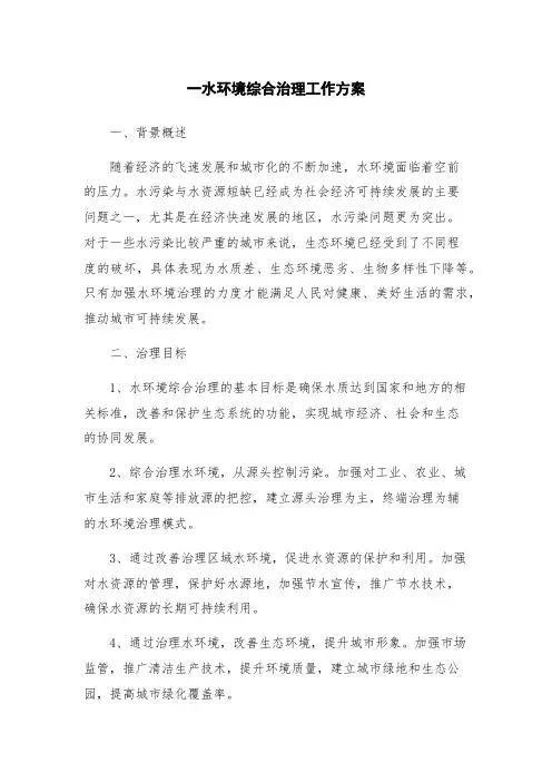 一水环境综合治理工作方案