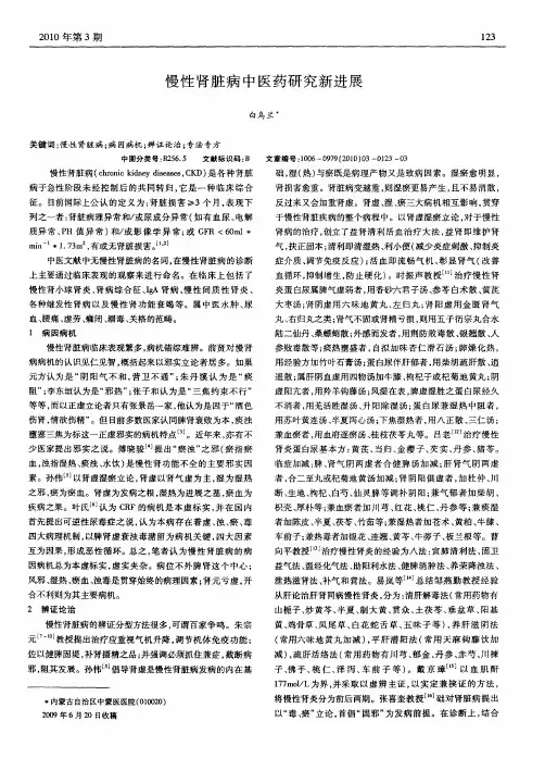 慢性肾脏病中医药研究新进展