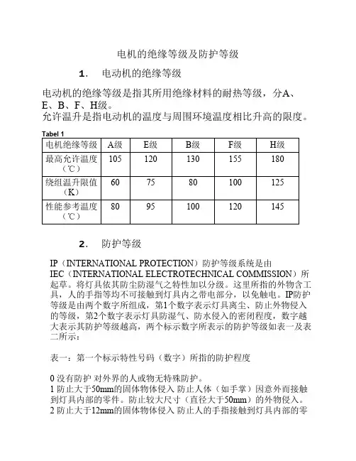 电动机的绝缘等级