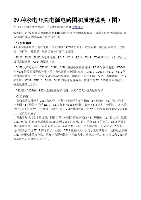 29种彩电开关电源电路图和原理说明(图)