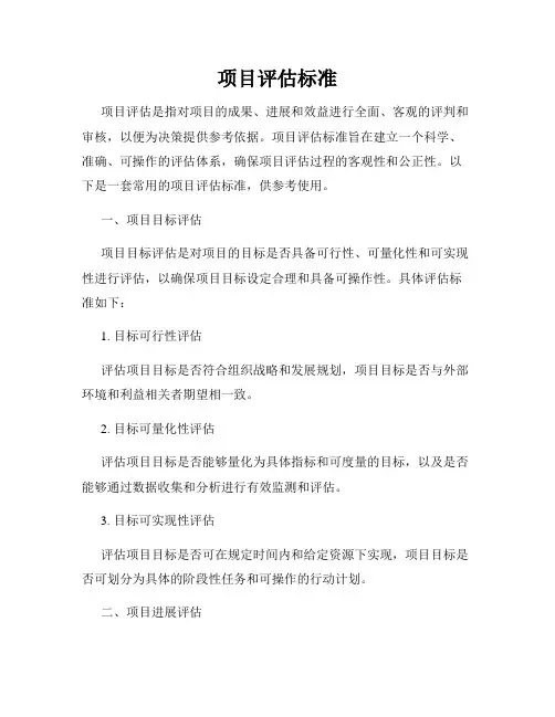项目评估标准