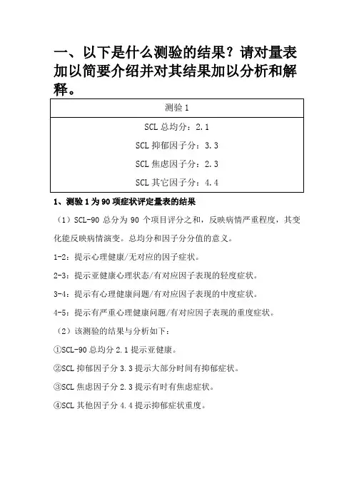 90项症状评定量表结果分析