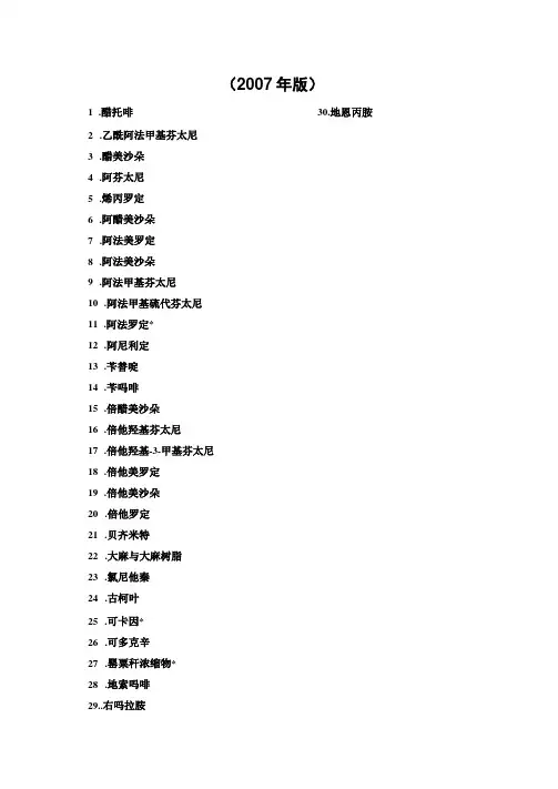 麻醉药品目录