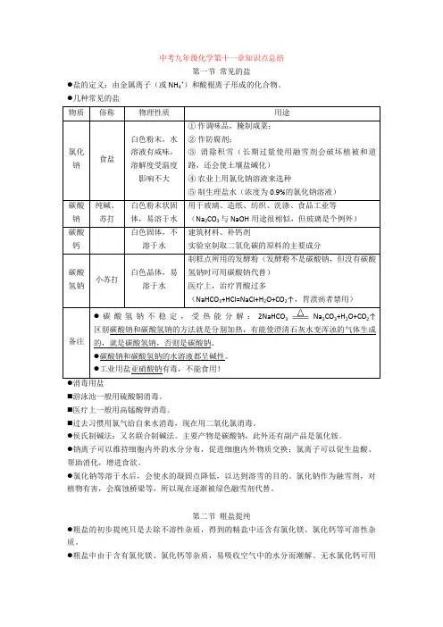 最新中考九年级化学第十一章知识点总结