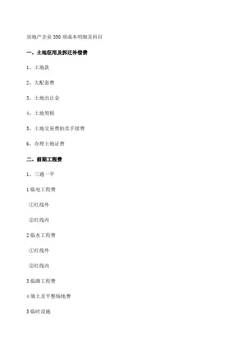 房地产科目明细