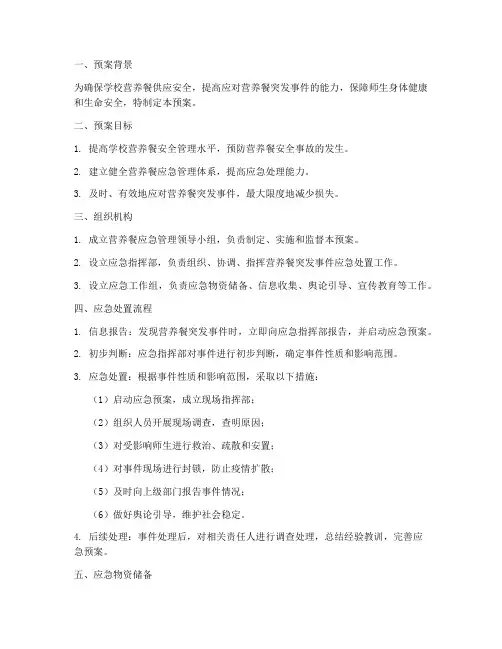 营养餐应急管理预案