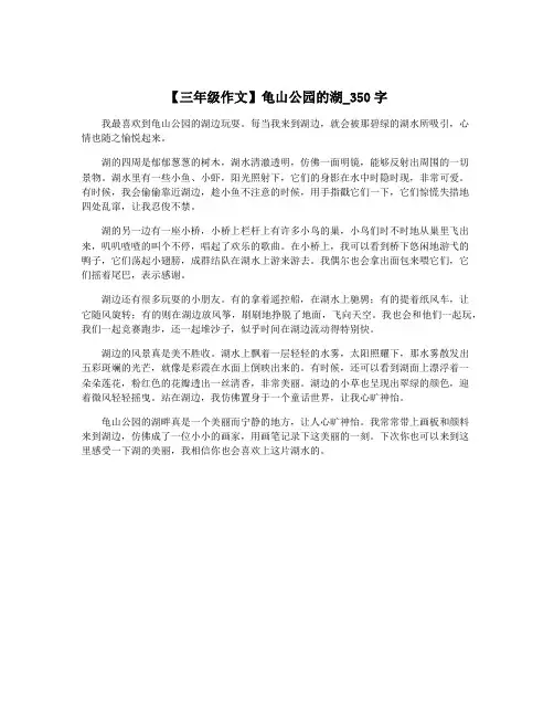 【三年级作文】龟山公园的湖_350字