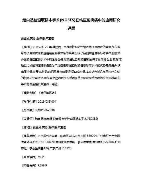 经自然腔道取标本手术(NOSES)在结直肠疾病中的应用研究进展
