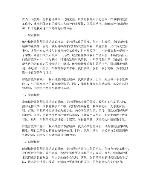 教师三大精神心得体会范文