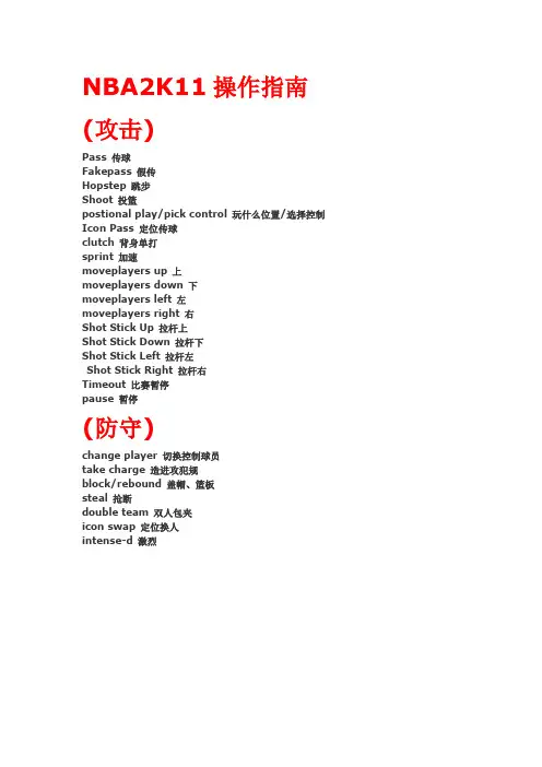 NBA2K11操作指南