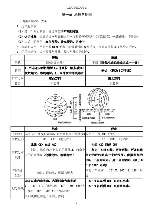 七年级地理上册复习资料完整版
