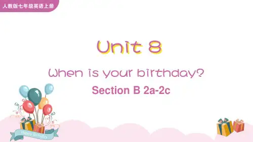 人教版英语七年级上册【教学课件】Unit 8 Section B 2a-2c