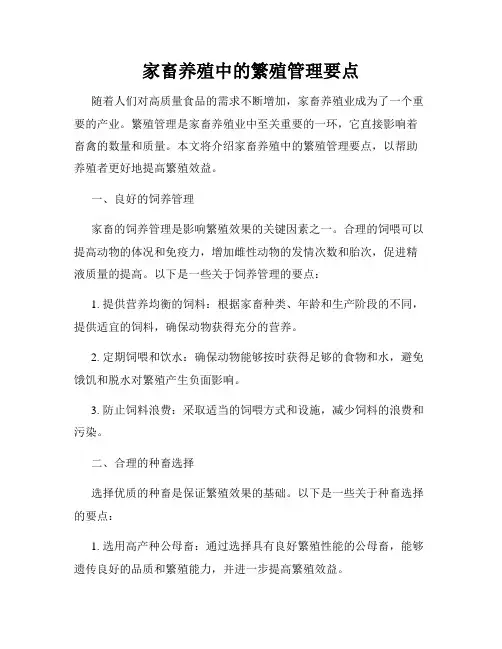 家畜养殖中的繁殖管理要点