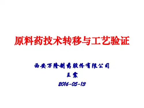 原料药技术转移与工艺验证培训课件PPT(共 67张)
