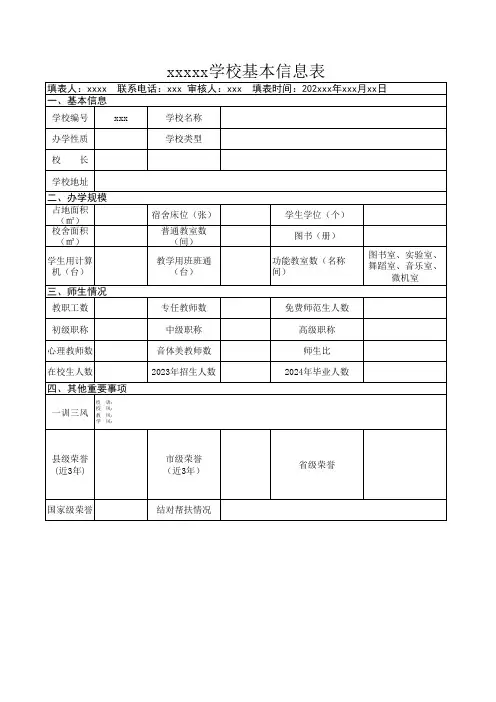 中小学校基本信息表