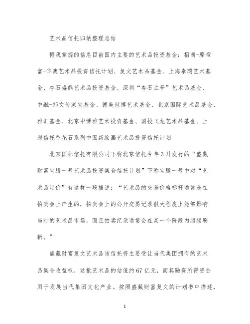 艺术品信托归纳整理总结