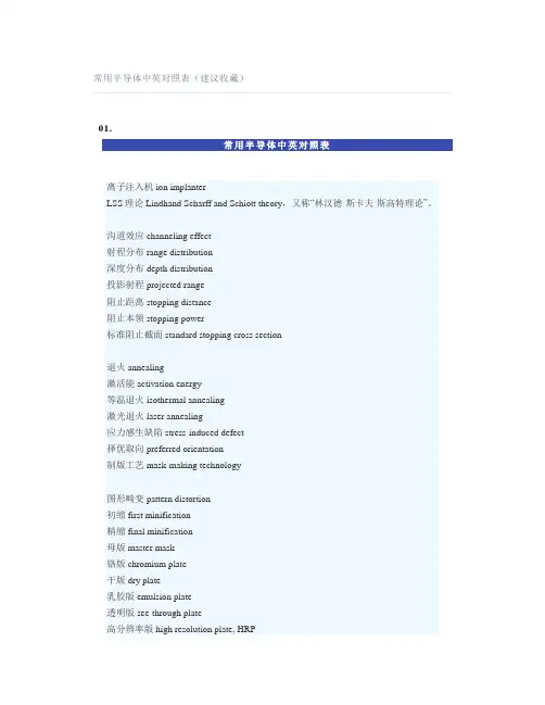 常用半导体中英对照表(建议收藏)