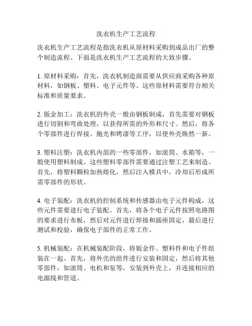 洗衣机生产工艺流程