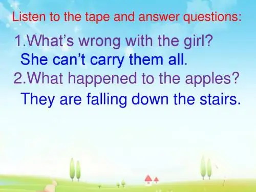 最新外研版英语小学六年级下册Unit 2 The apples are falling down the stairs优质课课件1