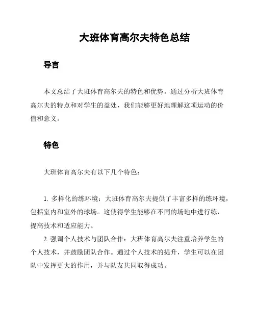 大班体育高尔夫特色总结