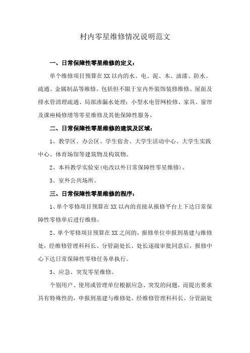 村内零星维修情况说明范文