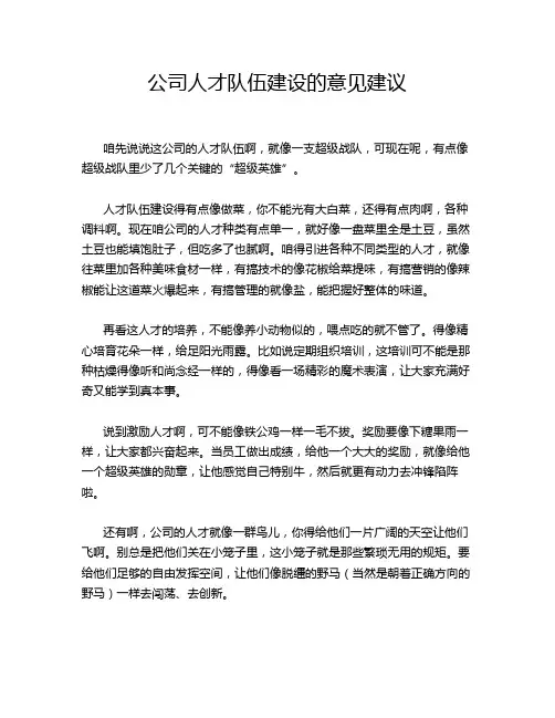 公司人才队伍建设的意见建议