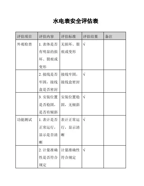 水电表安全评估表