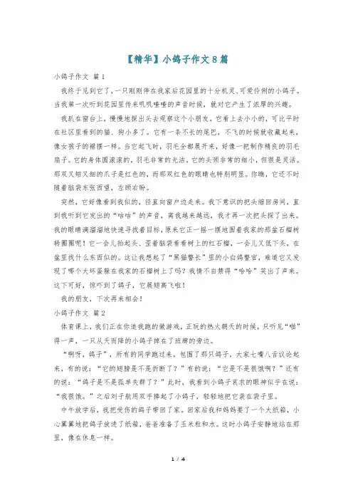 【精华】小鸽子作文8篇