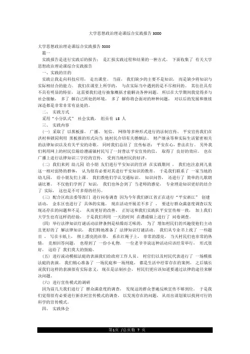 大学思想政治理论课综合实践报告3000