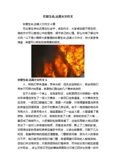 珍爱生命,远离火灾作文