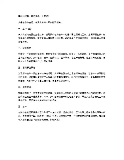 老龄办主任述职报告