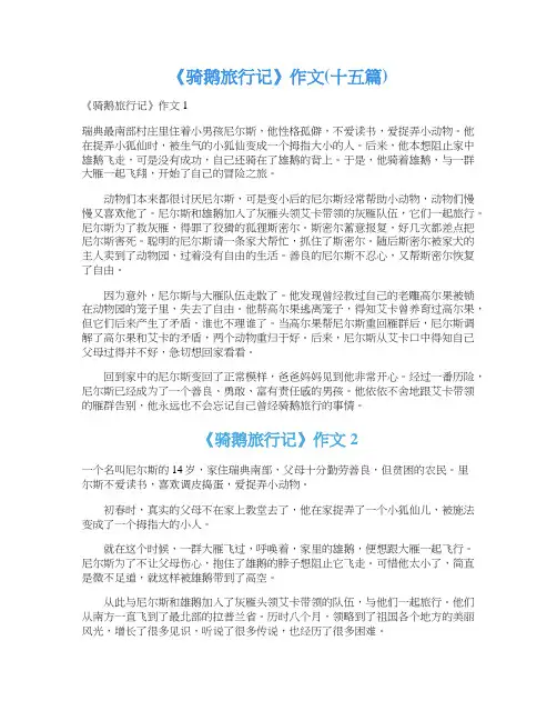 《骑鹅旅行记》作文(十五篇)