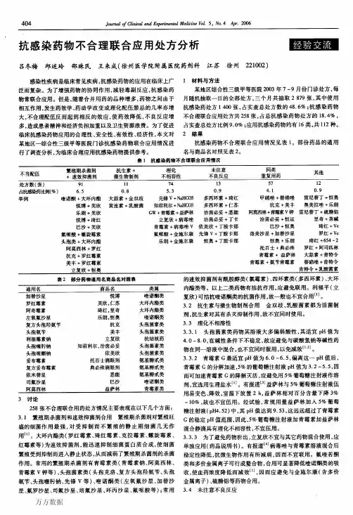 抗感染药物不合理联合应用处方分析