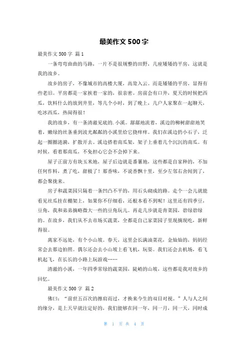 最美作文500字